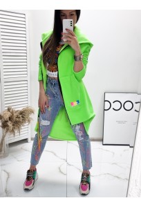 Asymetrický teplákový kabát MC - neon green